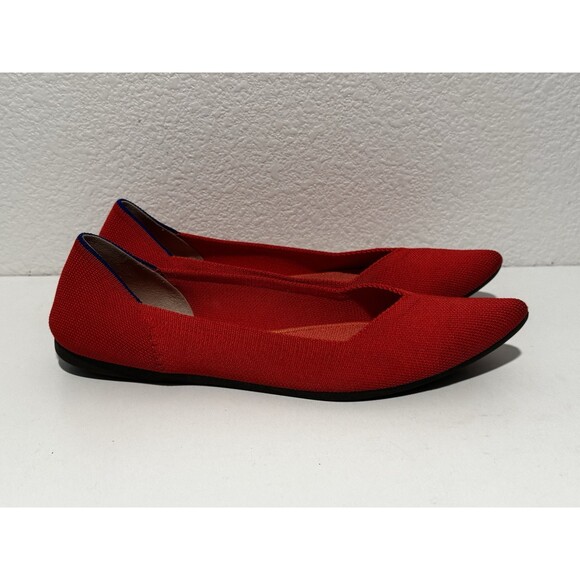 Rothy’s Womens The Point Ballet Flats Shoes Sz 9 Red Slip On Comfort Casual Work - Picture 3 of 13